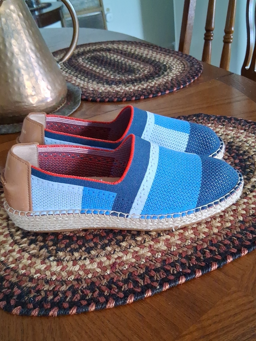 Cole Haan Blue Multi-Striped Knit Slip-On Espadrilles Sz. 8.5B
